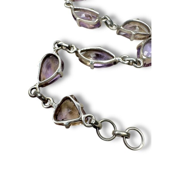 Vintage Sterling Silver Bi-Color Tanzanite Bracelet 8"-8.25" 11.21 Grams - Picture 7 of 10